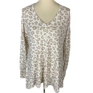 Nordstrom Gibson Oatmeal Animal Print Sweater Top